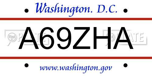 A69ZHA District Of Columbia License Plate