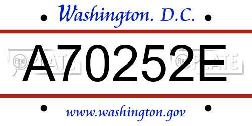A70252E District Of Columbia License Plate