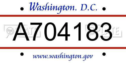 A704183 District Of Columbia License Plate