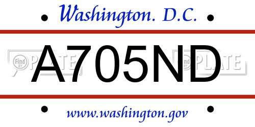 A705ND District Of Columbia License Plate