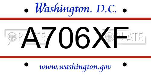 A706XF District Of Columbia License Plate