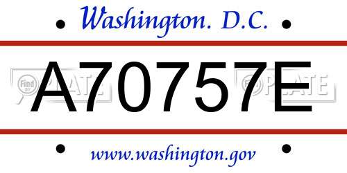 A70757E District Of Columbia License Plate