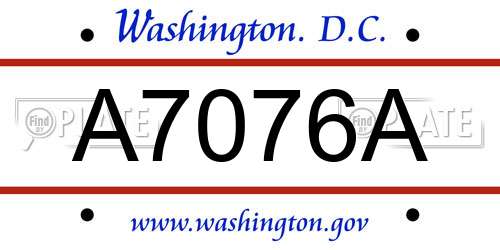 A7076A District Of Columbia License Plate