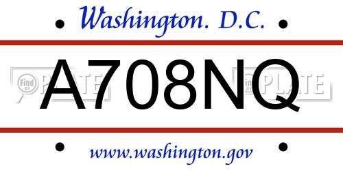 A708NQ District Of Columbia License Plate