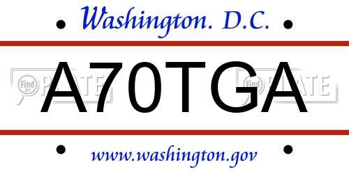 A70TGA District Of Columbia License Plate