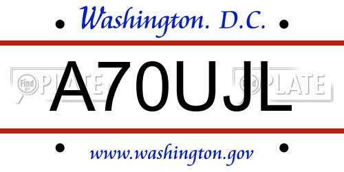 A70UJL District Of Columbia License Plate