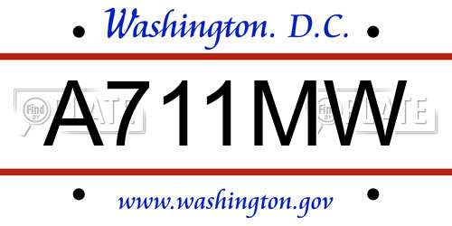 A711MW District Of Columbia License Plate