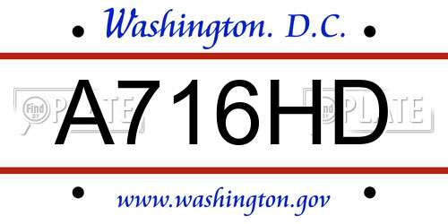 A716HD District Of Columbia License Plate