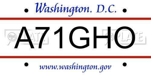 A71GHO District Of Columbia License Plate