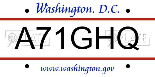 A71GHQ District Of Columbia License Plate