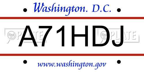 A71HDJ District Of Columbia License Plate
