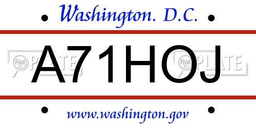 A71HOJ District Of Columbia License Plate