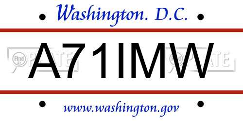 A71IMW District Of Columbia License Plate