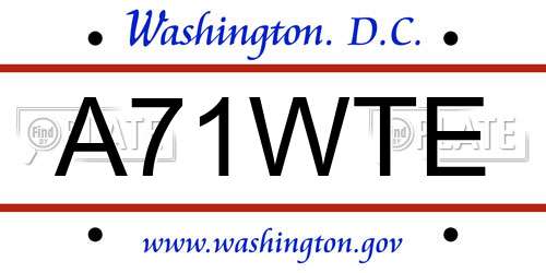 A71WTE District Of Columbia License Plate