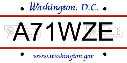 A71WZE District Of Columbia License Plate