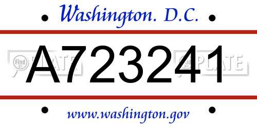 A723241 District Of Columbia License Plate