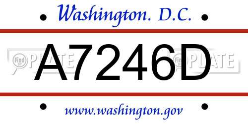A7246D District Of Columbia License Plate