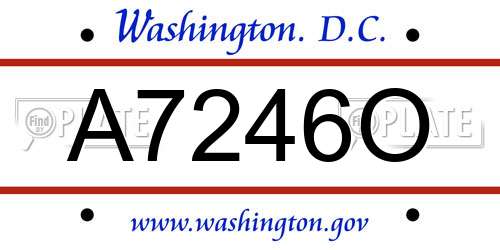 A7246O District Of Columbia License Plate