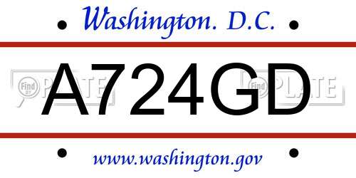 A724GD District Of Columbia License Plate