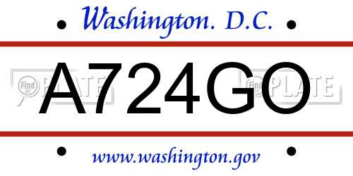 A724GO District Of Columbia License Plate