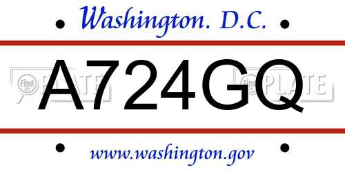 A724GQ District Of Columbia License Plate