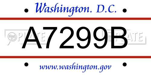A7299B District Of Columbia License Plate