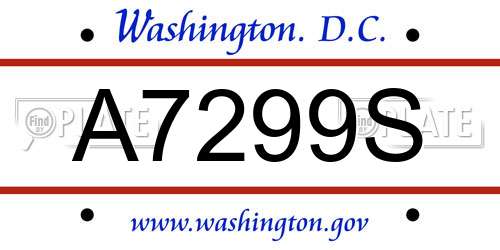 A7299S District Of Columbia License Plate