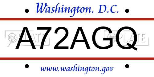 A72AGQ District Of Columbia License Plate