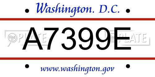 A7399E District Of Columbia License Plate