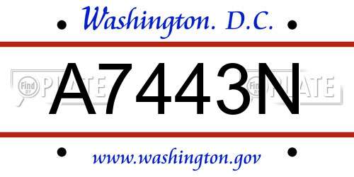 A7443N District Of Columbia License Plate
