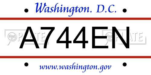 A744EN District Of Columbia License Plate