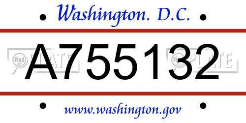 A755132 District Of Columbia License Plate
