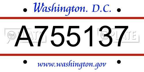 A755137 District Of Columbia License Plate