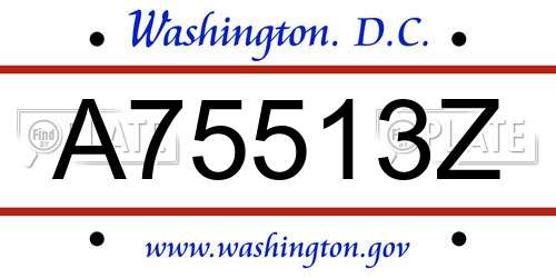 A75513Z District Of Columbia License Plate