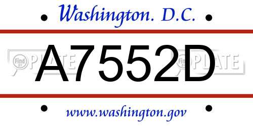 A7552D District Of Columbia License Plate