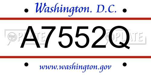 A7552Q District Of Columbia License Plate