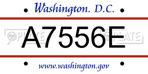 A7556E District Of Columbia License Plate