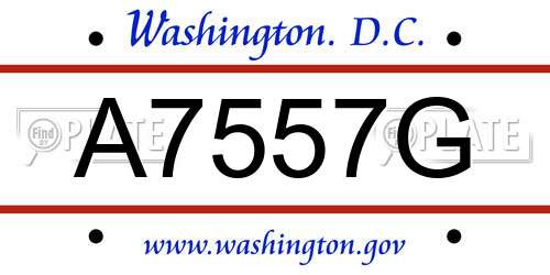 A7557G District Of Columbia License Plate