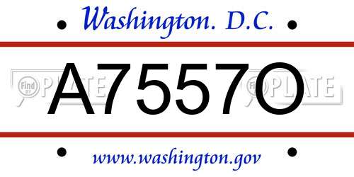 A7557O District Of Columbia License Plate