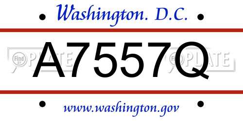 A7557Q District Of Columbia License Plate