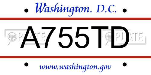 A755TD District Of Columbia License Plate