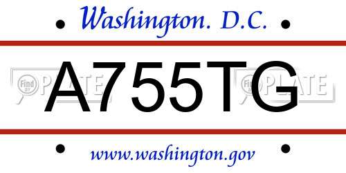 A755TG District Of Columbia License Plate