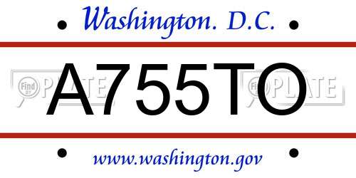A755TO District Of Columbia License Plate