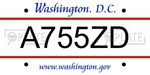 A755ZD District Of Columbia License Plate