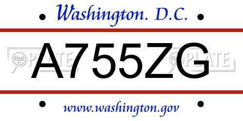 A755ZG District Of Columbia License Plate