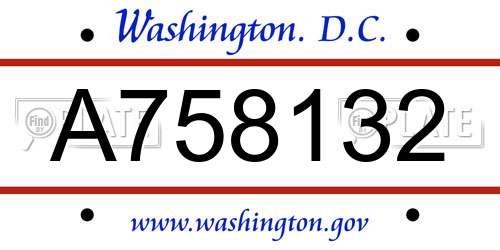 A758132 District Of Columbia License Plate