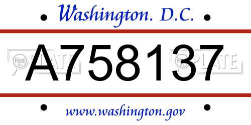 A758137 District Of Columbia License Plate
