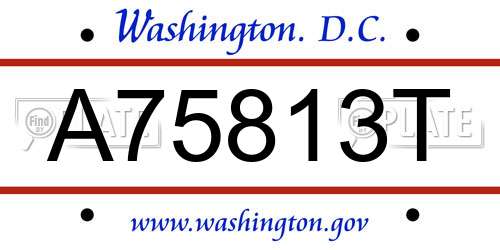 A75813T District Of Columbia License Plate