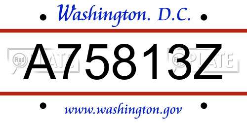 A75813Z District Of Columbia License Plate