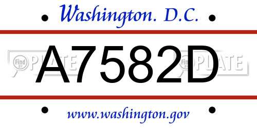 A7582D District Of Columbia License Plate
